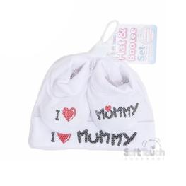 Бебешка шапка с буйки - I love Mummy