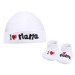 Бебешка шапка с буйки - I love Mama