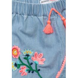 Дънкови панталонки с цветни бродерии