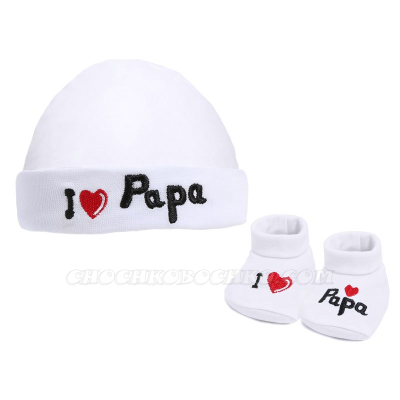 Бебешка шапка с буйки - I love Papa